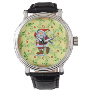 Santa ~ Ice-Schaatsen ~ Musical Scrolls ~ Kerstmis Horloge