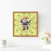 Santa ~ Ice-Schaatsen ~ Musical Scrolls ~ Kerstmis Vierkante Klok (Huis)