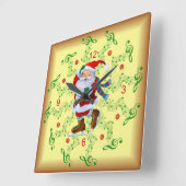 Santa ~ Ice-Schaatsen ~ Musical Scrolls ~ Kerstmis Vierkante Klok (Hoek)