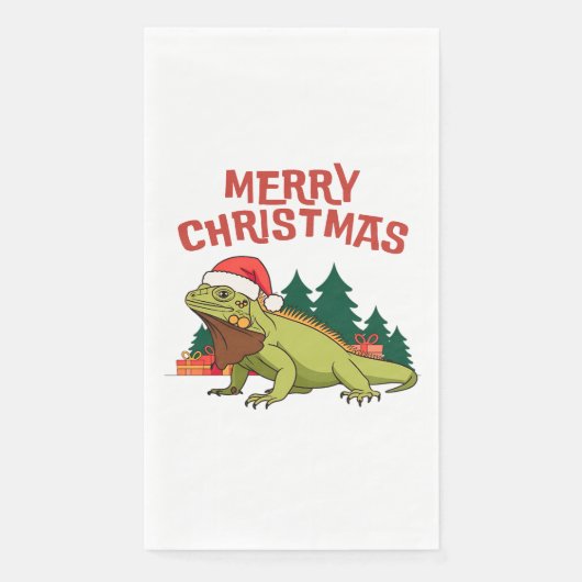Santa Iguana Kerstcadeaus Evergreen Trees Servet (Voorkant)