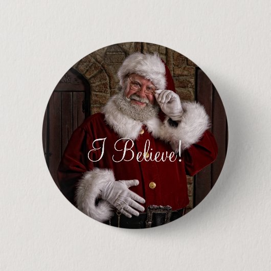 Santa "Ik geloof!" Knoop Ronde Button 5,7 Cm (Voorkant)
