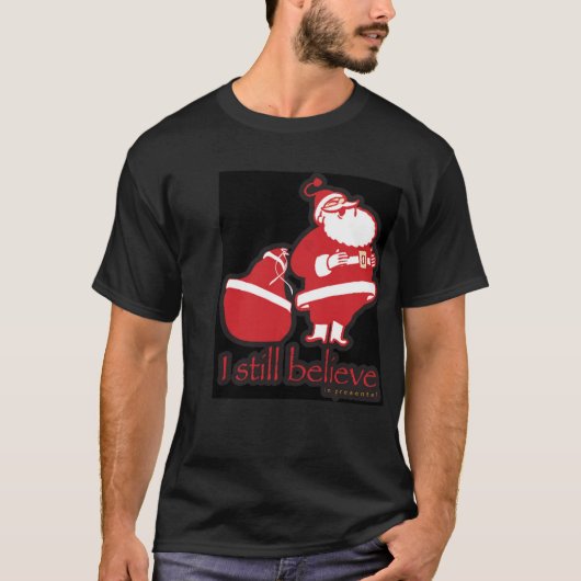 Santa, ik geloof nog steeds..in cadeaus t-shirt (Voorkant)