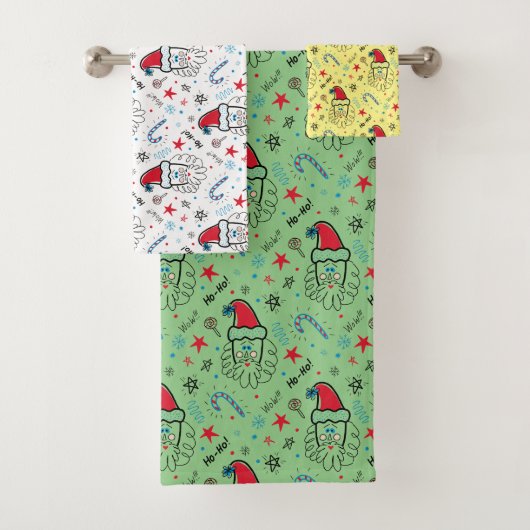 Santa illustratie Kerstmis Kousen stuffers Bad Handdoek (Insitu)