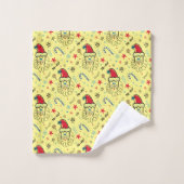 Santa illustratie Kerstmis Kousen stuffers Bad Handdoek (Wasdoekje)