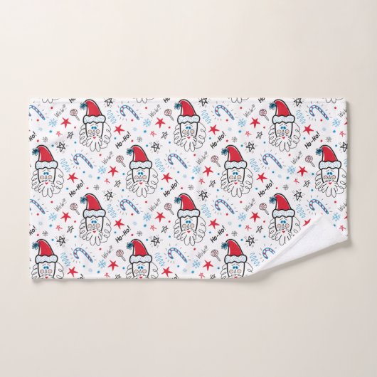 Santa illustratie Kerstmis Kousen stuffers Handdoek (Handdoek)