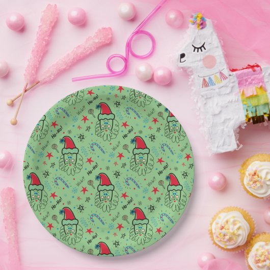 Santa illustratie Kerstmis Kousen stuffers Papieren Bordje (Feest)