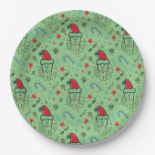 Santa illustratie Kerstmis Kousen stuffers Papieren Bordje (Voorkant)