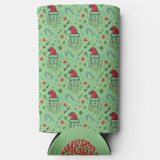 Santa illustratie Kerstmis Kousen stuffers Seltzer Blikjeskoeler (Voorkant)