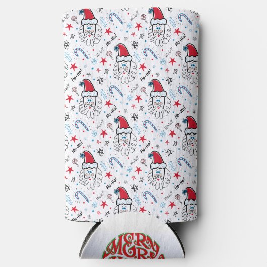 Santa illustratie Kerstmis Kousen stuffers Seltzer Blikjeskoeler (Voorkant)