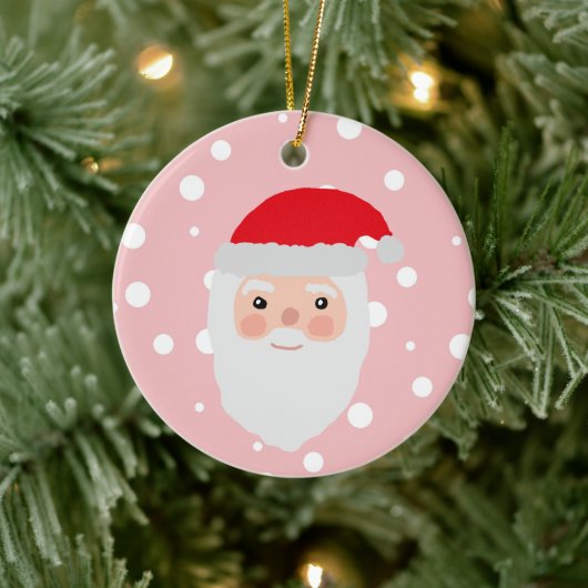 Santa Illustration Cheery Ceramic Ornament (Boom)