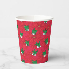 Santa ILY Glove paper cups, ASL ILY, kerstASL Papieren Bekers