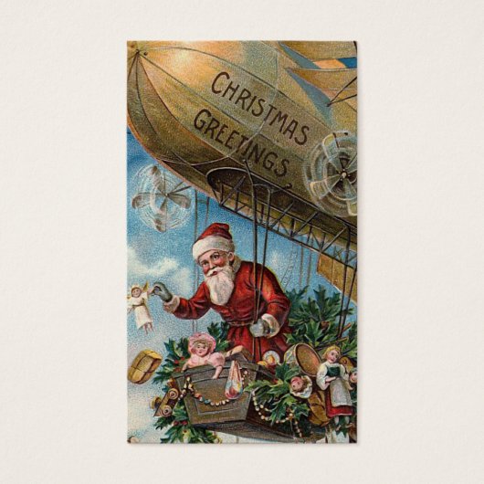 "Santa in a Blimp" Cadeau Label Visitekaartjes (Voorkant)