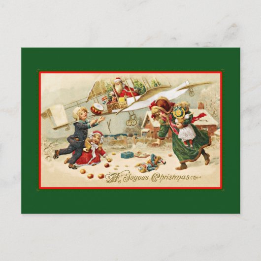 Santa in an Airplane Feestdagenkaart (Voorkant)