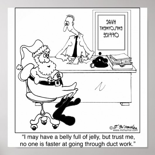 Santa in an Heating & Air Employment Office Poster (Voorkant)