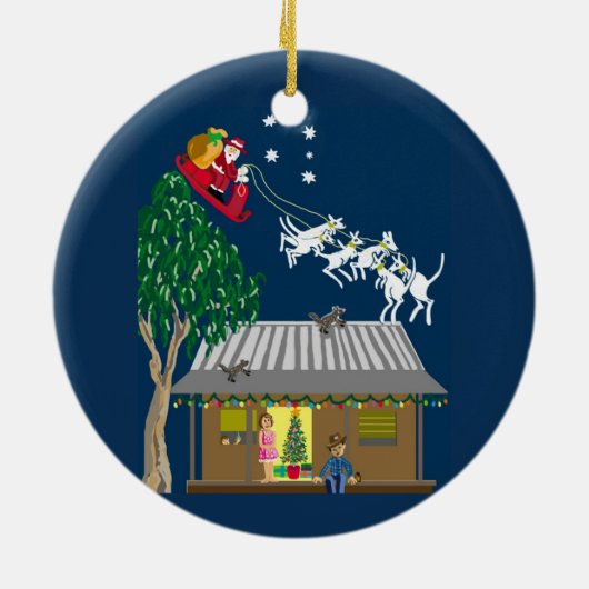 Santa in Australia Ceramic Ornament (Achterkant)