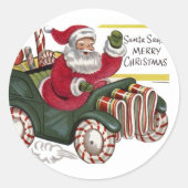  Santa in Auto Kerst sticker (Voorkant)