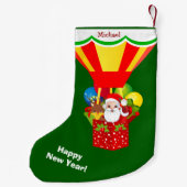 Santa in Balloon Gepersonaliseerd Kleine Kerstsok (Achterkant)