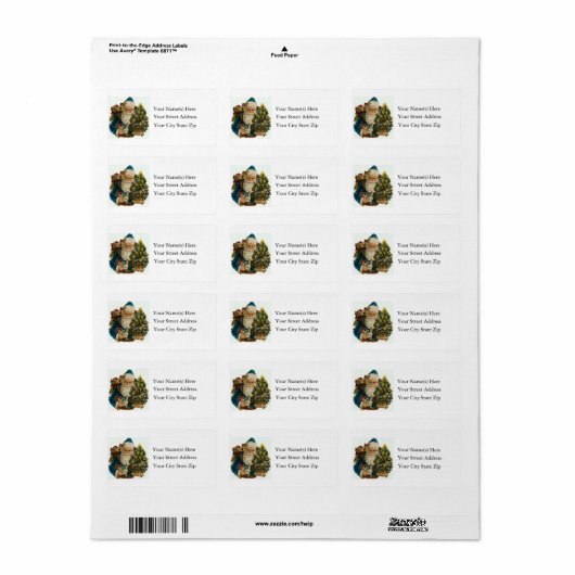 Santa in Blue adreslabel Etiket (Full Sheet)