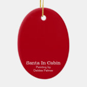 Santa in Cabin | Rustige kerstvakantieboom Keramisch Ornament (Achterkant)