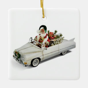 ** SANTA** IN CADDY! KERAMISCH ORNAMENT