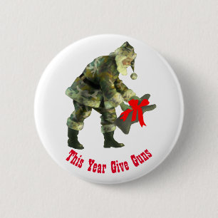Santa in Camouflage Ronde Button 5,7 Cm