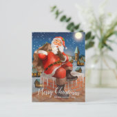 Santa In Chimney Custom Family Foto Briefkaart (Staand voorkant)