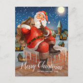 Santa In Chimney Custom Family Foto Briefkaart (Voorkant)