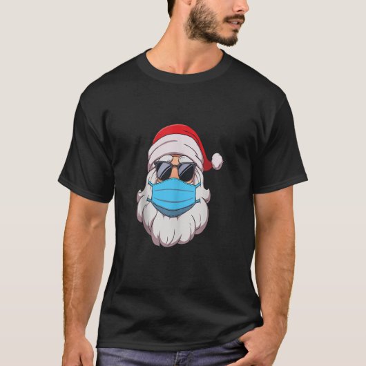 Santa in Face Mask Shirt Mannen Funny Merry Christ (Voorkant)