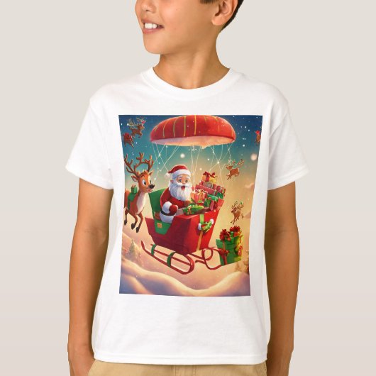 Santa in Flight: een transformatie van vakantie ju T-shirt (Voorkant)