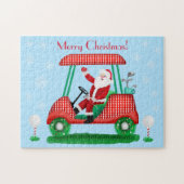 SANTA IN GOLF CART CHRISTMAS MET SNOWFLAKS LEGPUZZEL (Horizontaal)