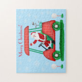 SANTA IN GOLF CART CHRISTMAS MET SNOWFLAKS LEGPUZZEL (Verticaal)