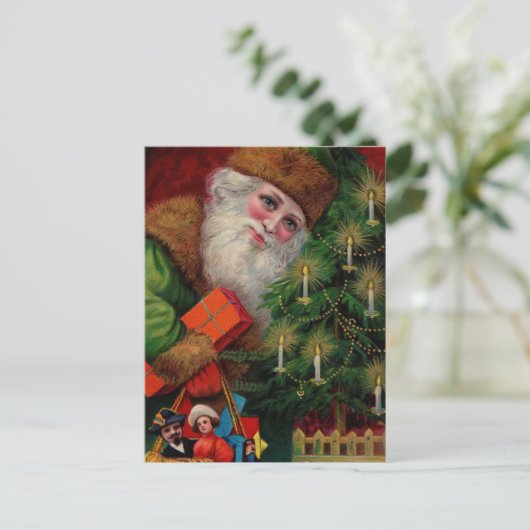 Santa in Green Briefkaart (Staand voorkant)
