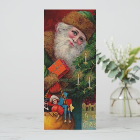 Santa in Green Uitnodiging (Staand voorkant)