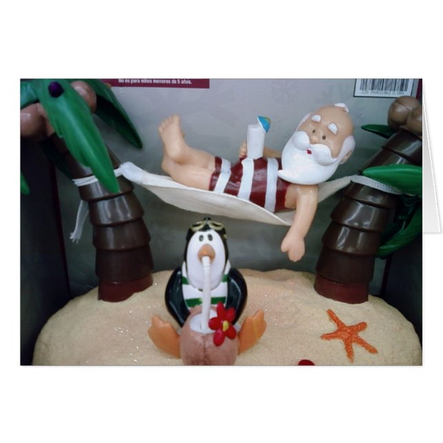 ***SANTA IN HAMMOCK** ZEGT MERRY CHRISTMAS (Voorkant Horizontaal)