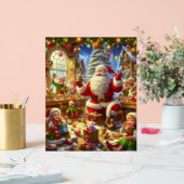 Santa in His Christmas Workshop With Toys Wall Acryl Bord (Huwelijk)