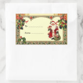 Santa in Holly Lijst Gift Label Sticker (Tas)