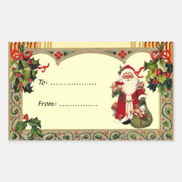 Santa in Holly Lijst Gift Label Sticker