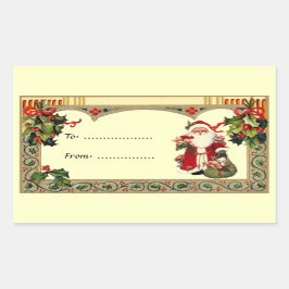 Santa in Holly Lijst Gift Label Sticker