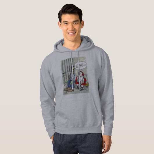 Santa in Jail grijs gevlekt sweatshirt (Voorkant volledig)