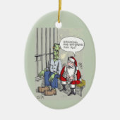 Santa In Jail oval ceramic ornament (Voorkant)
