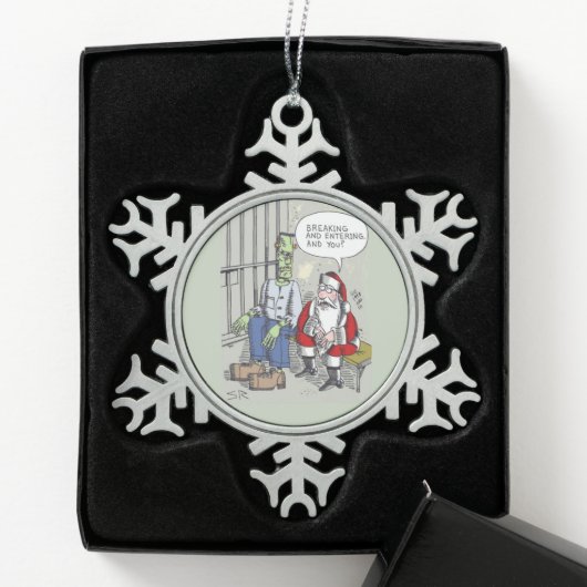 Santa In Jail pewter snowflake ornament (Kistje)