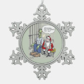 Santa In Jail pewter snowflake ornament (Voorkant)