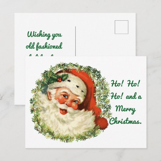  Santa in Krans vakantie Briefkaart (Voorkant / Achterkant)