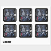 Santa in London Christmas Vierkante Sticker (Vel)