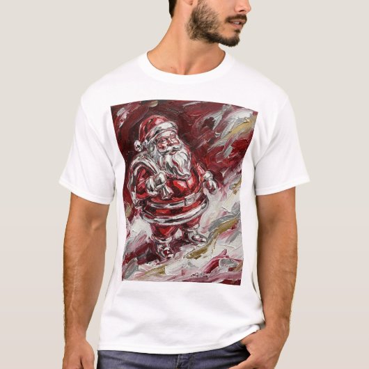 Santa in Motion – Painterly Holiday Spirit T-shirt (Voorkant)