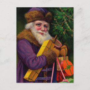 Santa in Paars Briefkaart