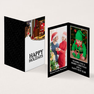 Santa in Paris, familie foto kerst Kaart Visitekaartje