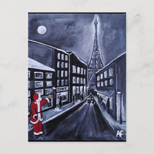 Santa in Paris Painting by Alfred Fox Briefkaart (Voorkant)