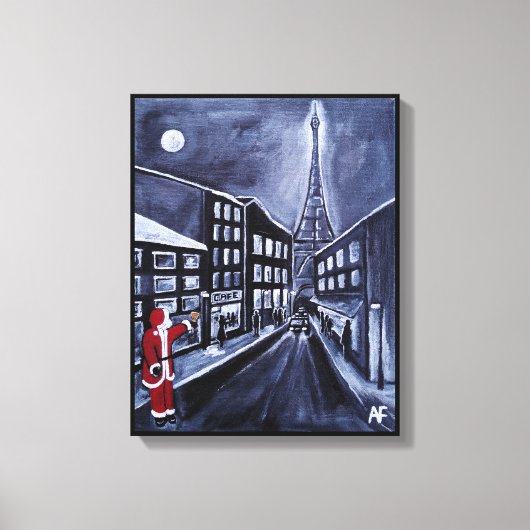 Santa in Paris Painting by Alfred Fox Canvas Afdruk (Voorkant)