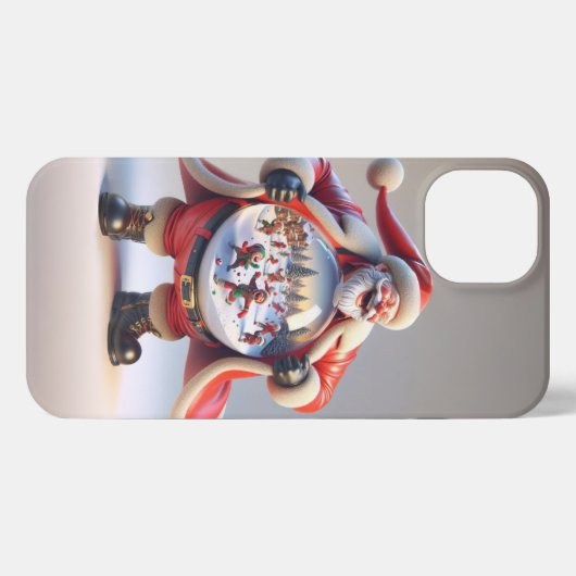 Santa in Red with Big Snow Globe, Christmas, Auth iPhone Hoesje (Achterkant horizontaal)